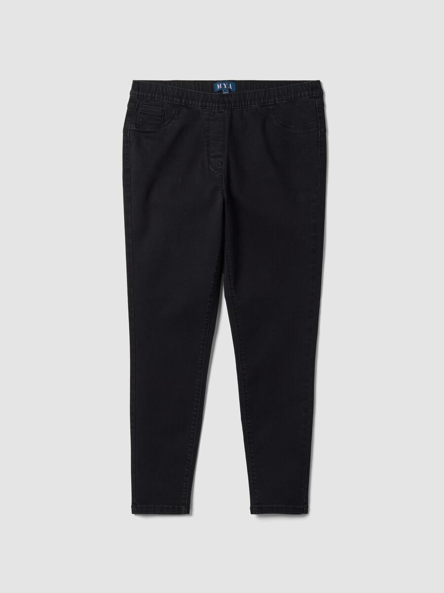 Jeggings neri skinny in cotone e viscosa elasticizzata_0