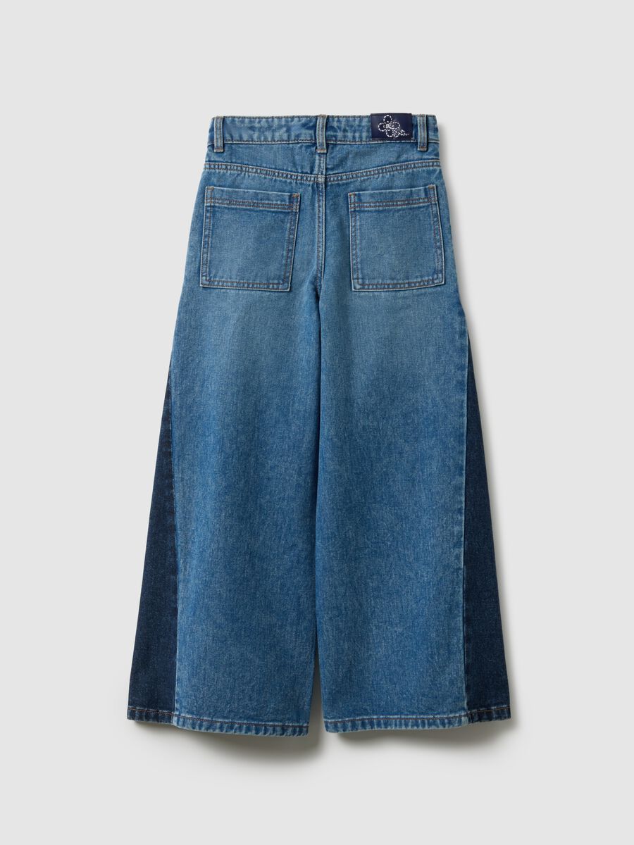 Girls' Wide Leg Blue Pure Cotton Jeans_2