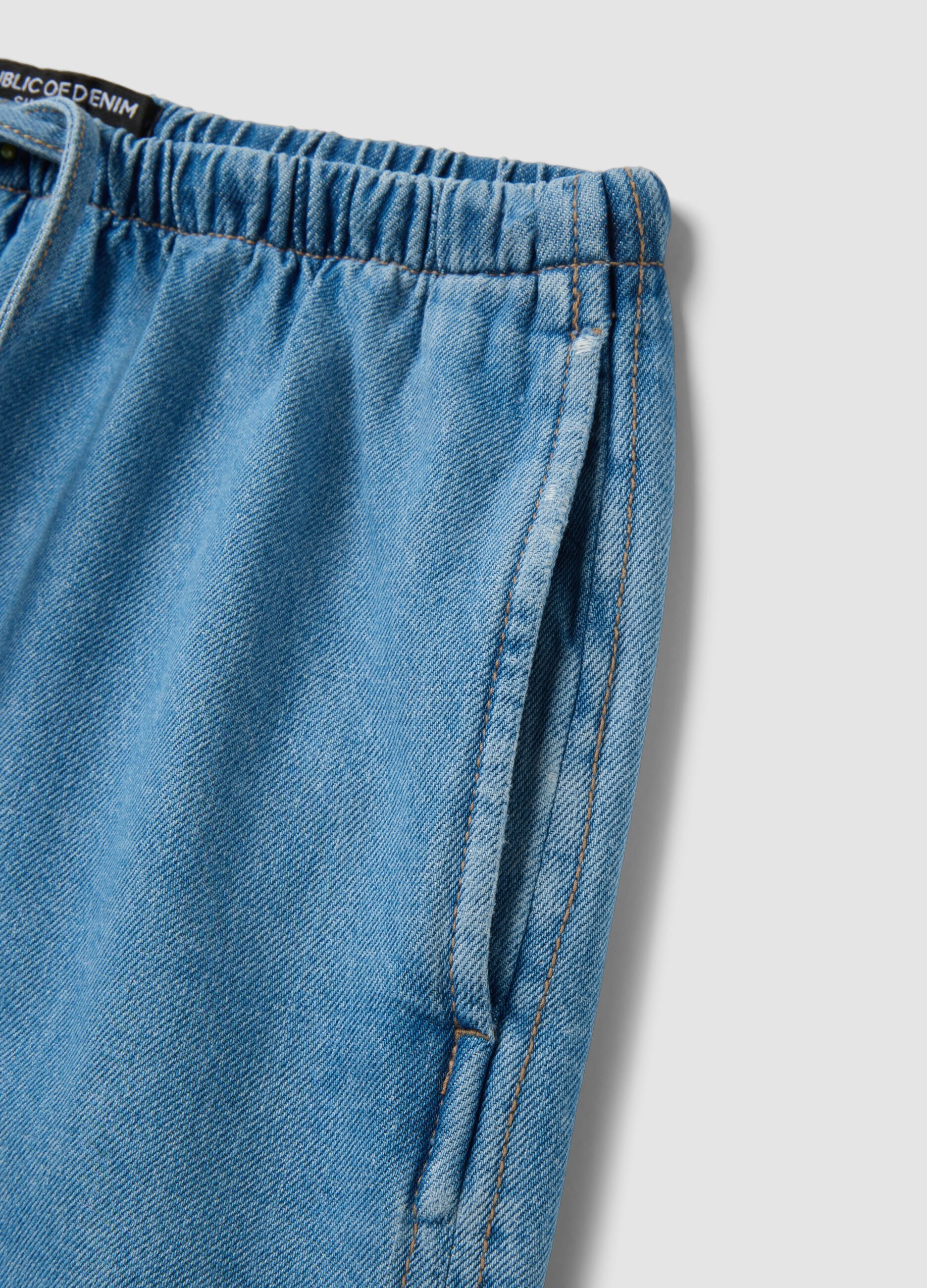 Light blue pure cotton denim shorts