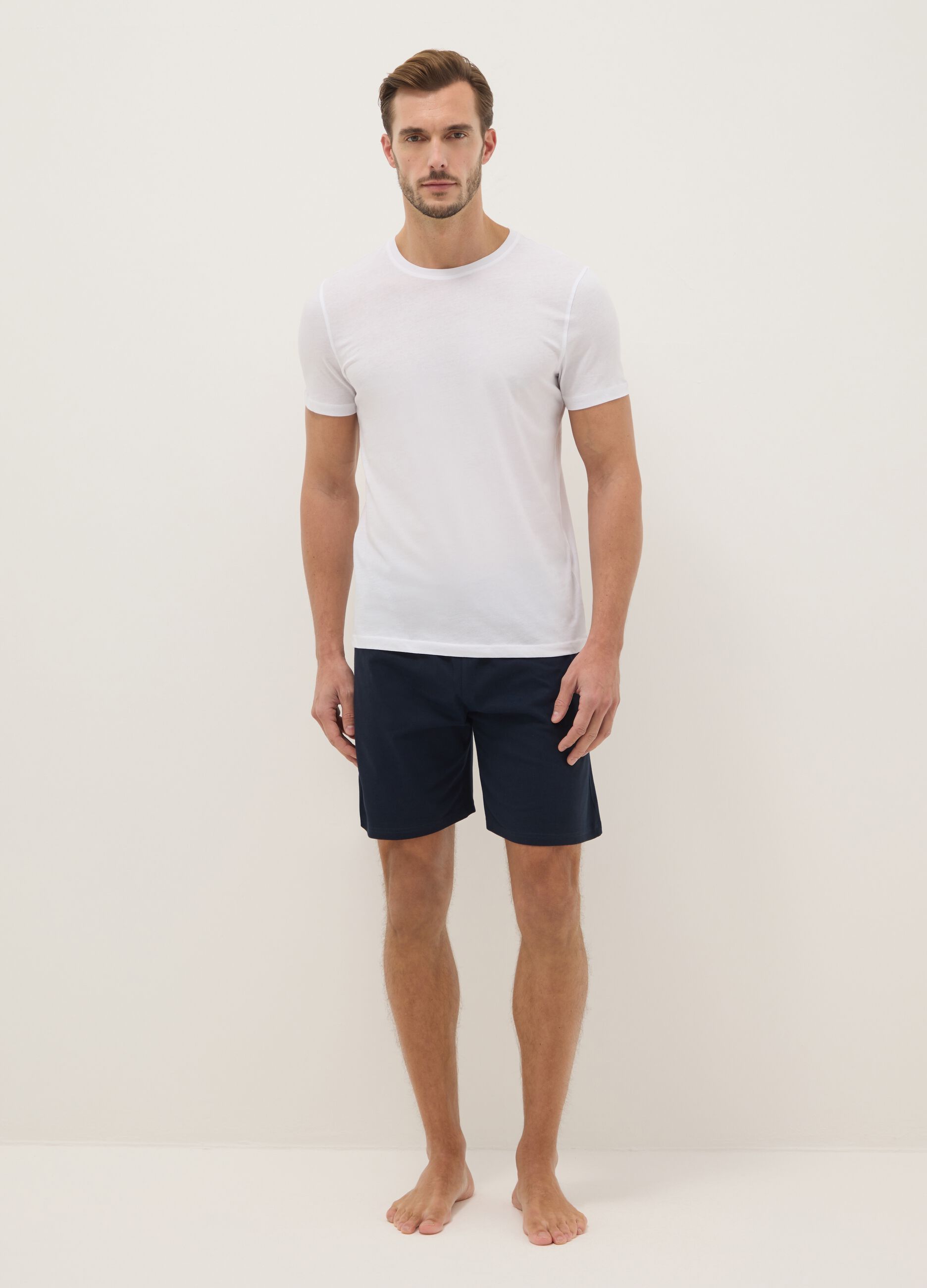 Multicolour pure cotton regular fit pyjama shorts twin pack