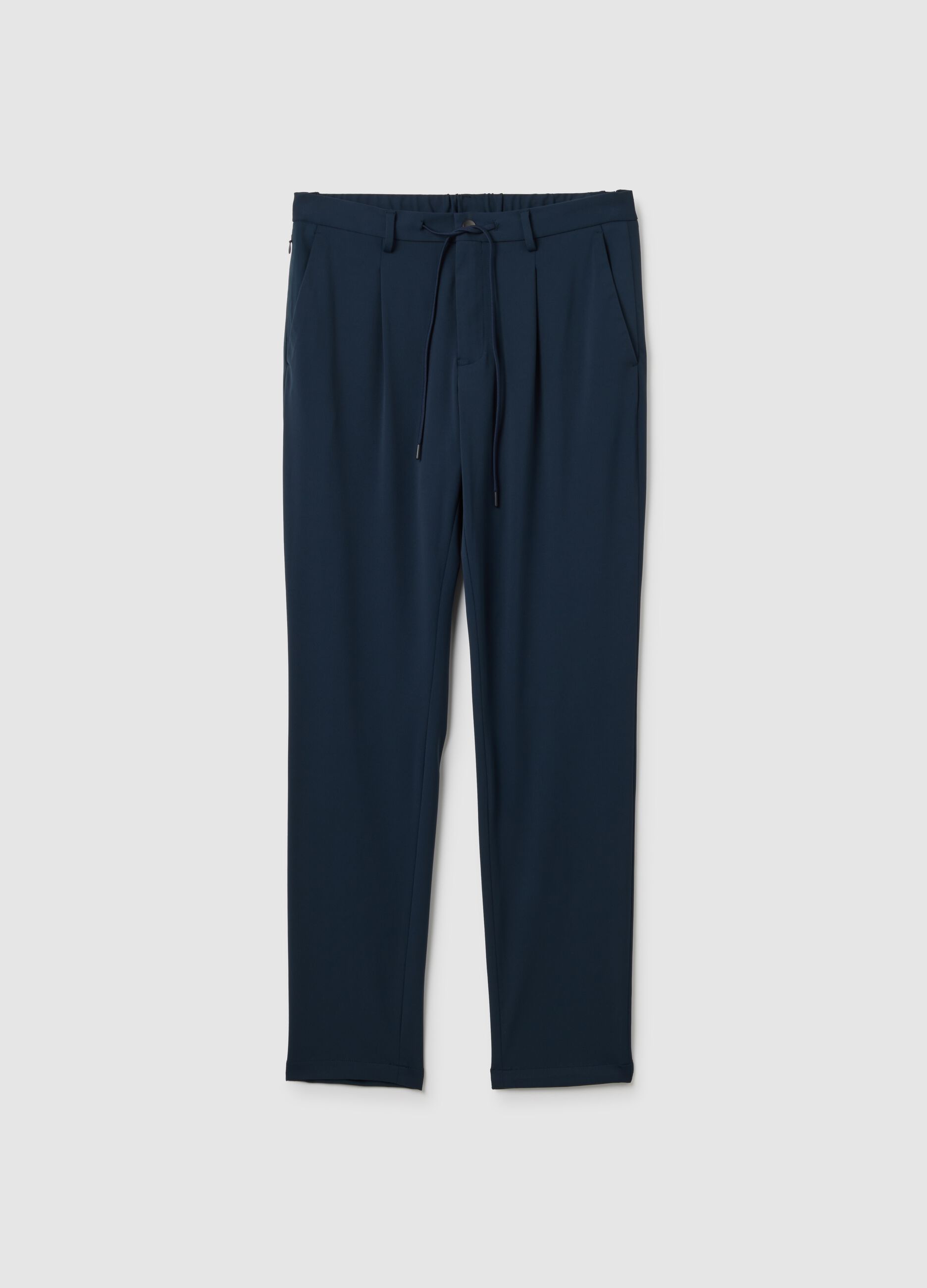Blue Stretch Fabric Trousers Regular Fit