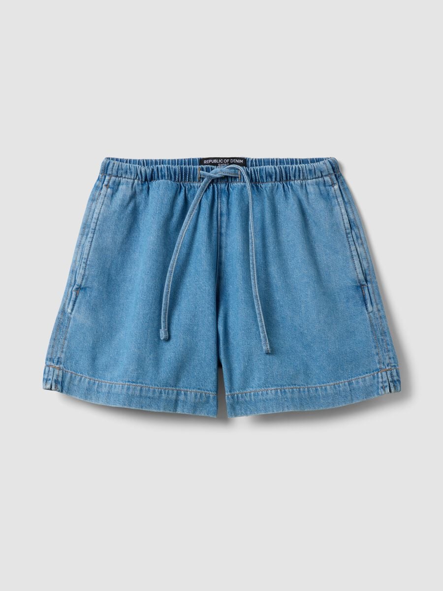 Light blue pure cotton denim shorts_4