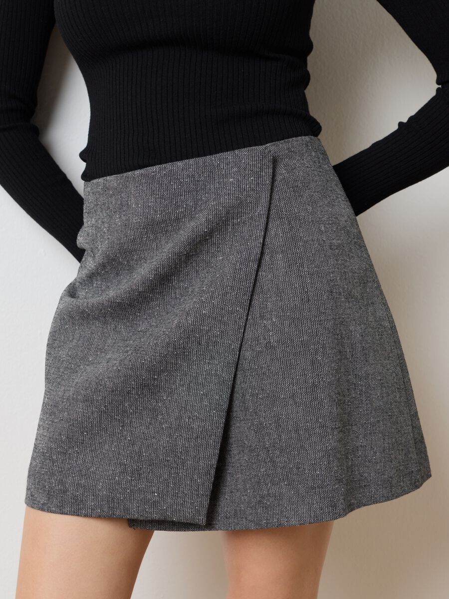 Regular fit grey wool blend skirt_3