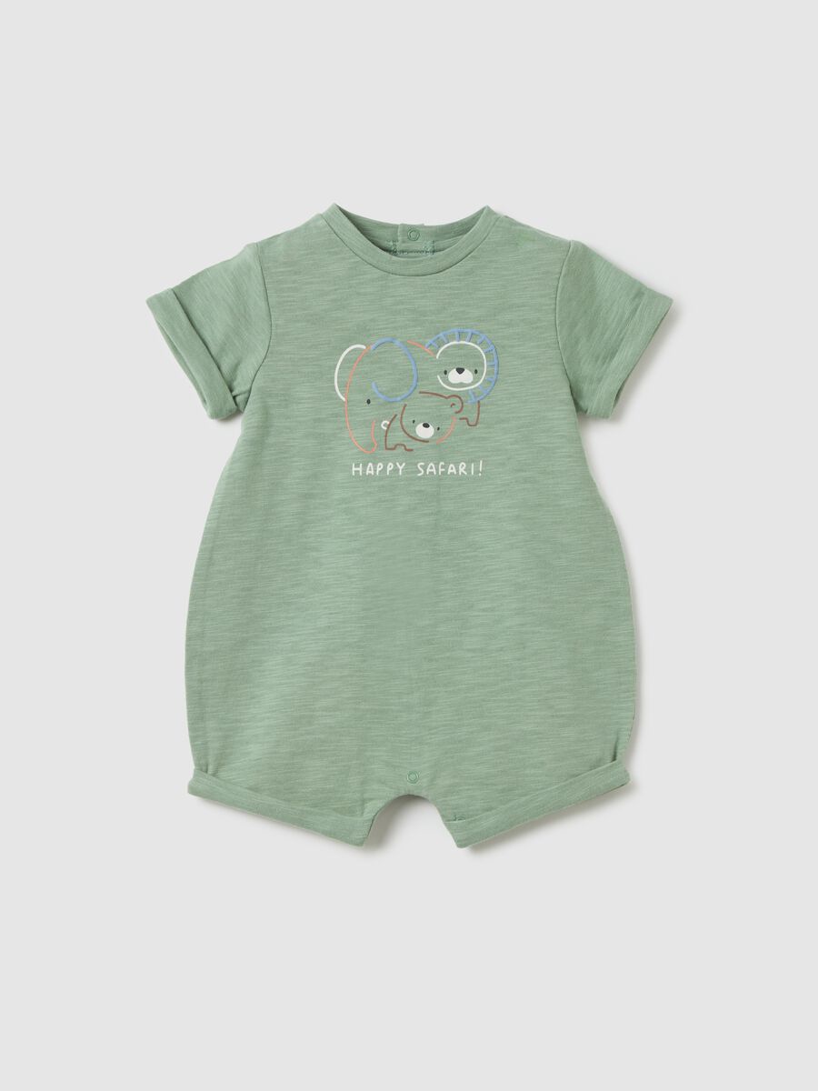 Unisex Baby's Green Pure Cotton Romper_0