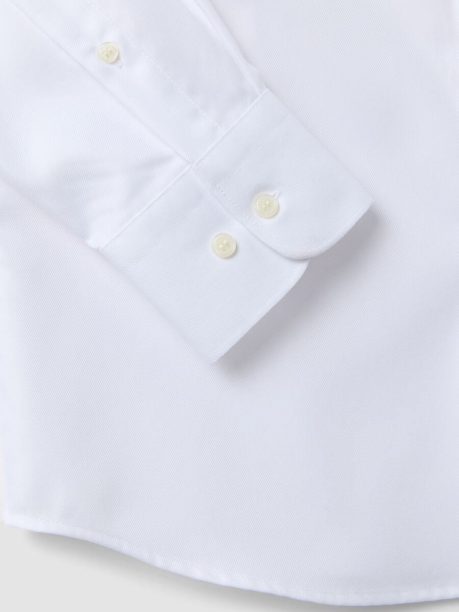 Camicia slim fit bianca in twill di puro cotone con collo francese no iron_2