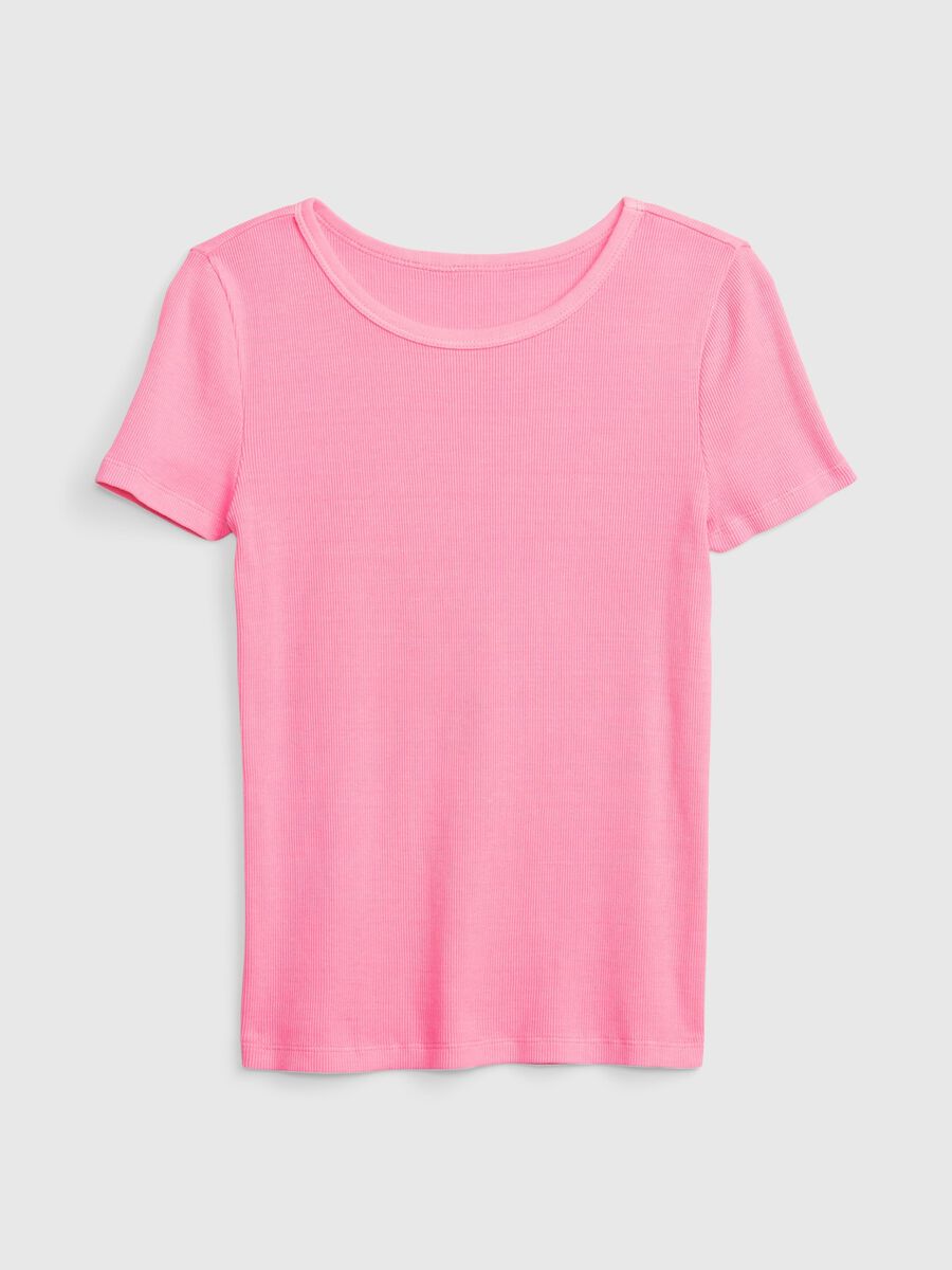 Ribbed T-shirt with round neck_0