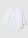 Camicia bianca traforata in puro cotone con collo coreano regular fit_4