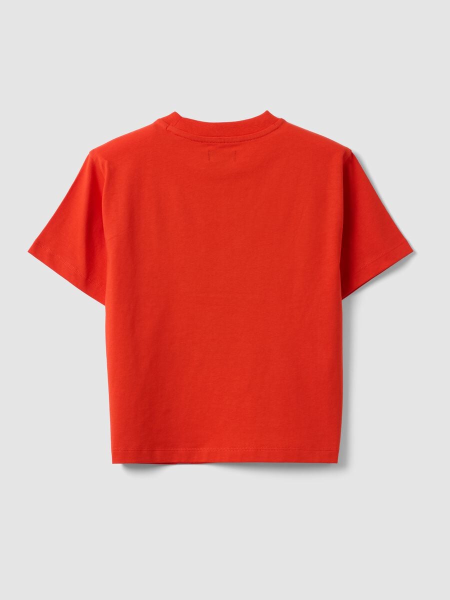 T-shirt rossa in puro cotone over fit da bambino_4