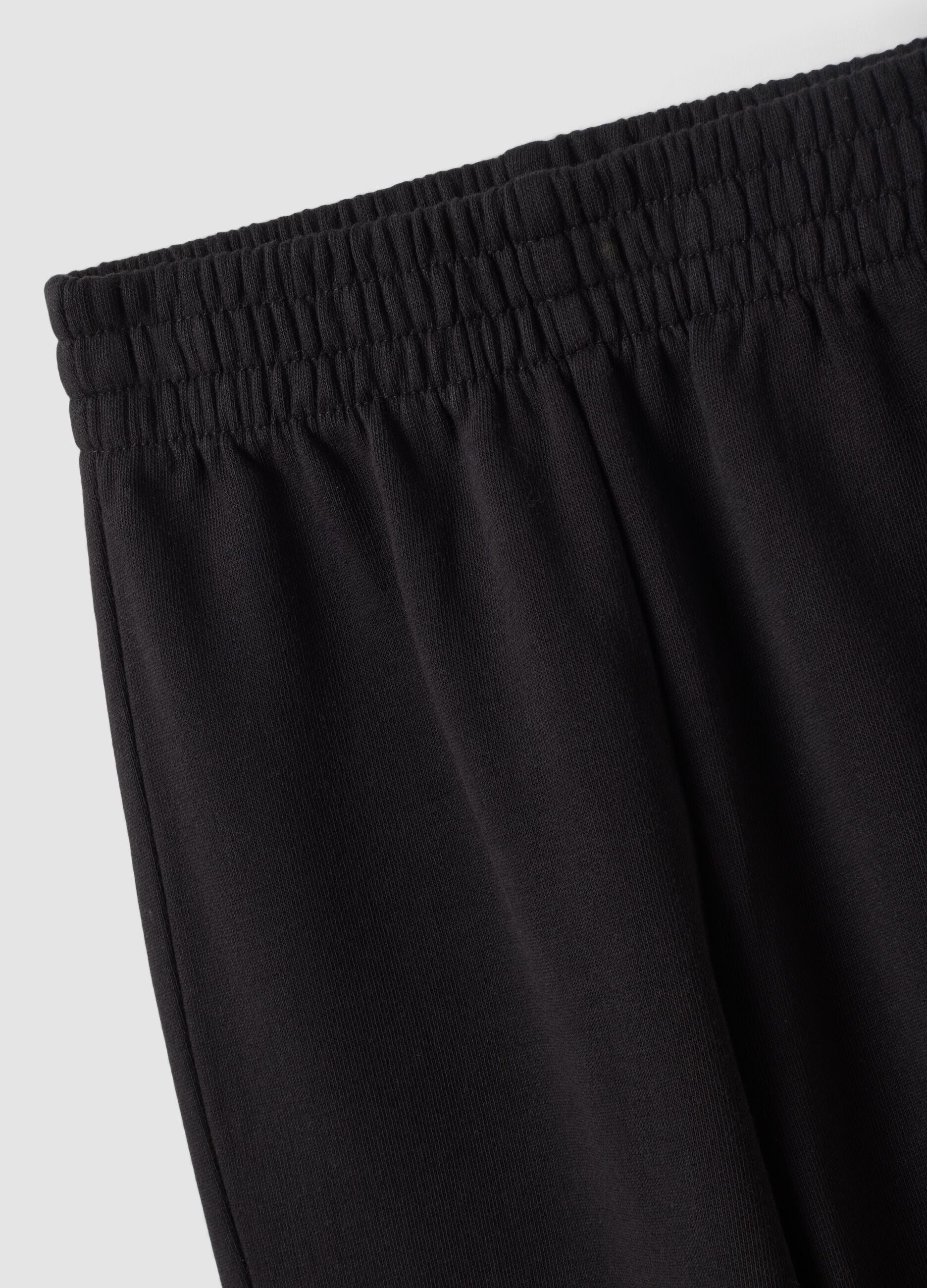 Black pure cotton fleece joggers, regular fit