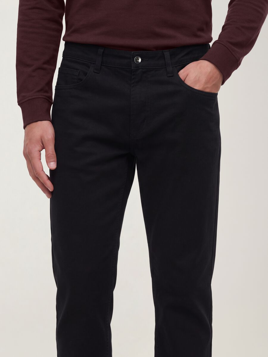 Black pure cotton five-pocket trousers_2