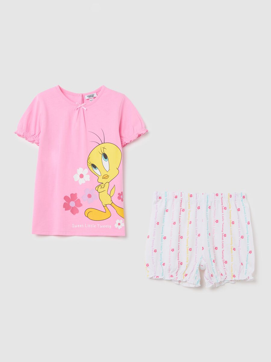 Pink Short Pyjamas with Tweety Print in Cotton_0