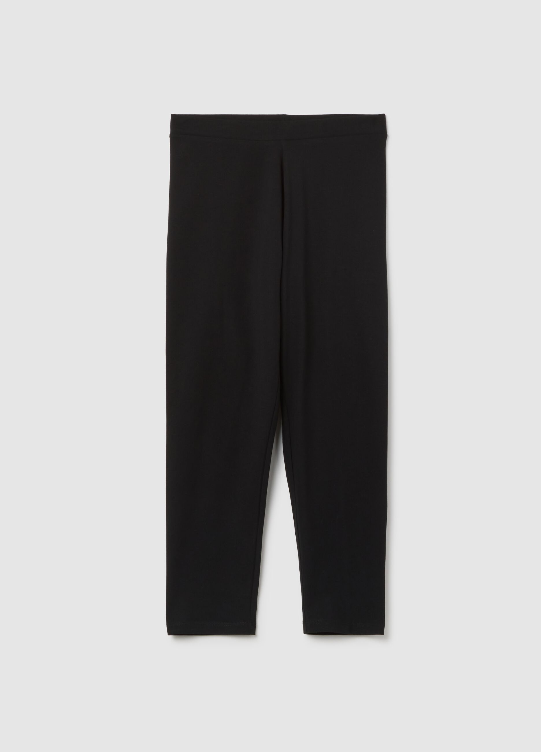 Women's black stretch cotton leggings regular fit