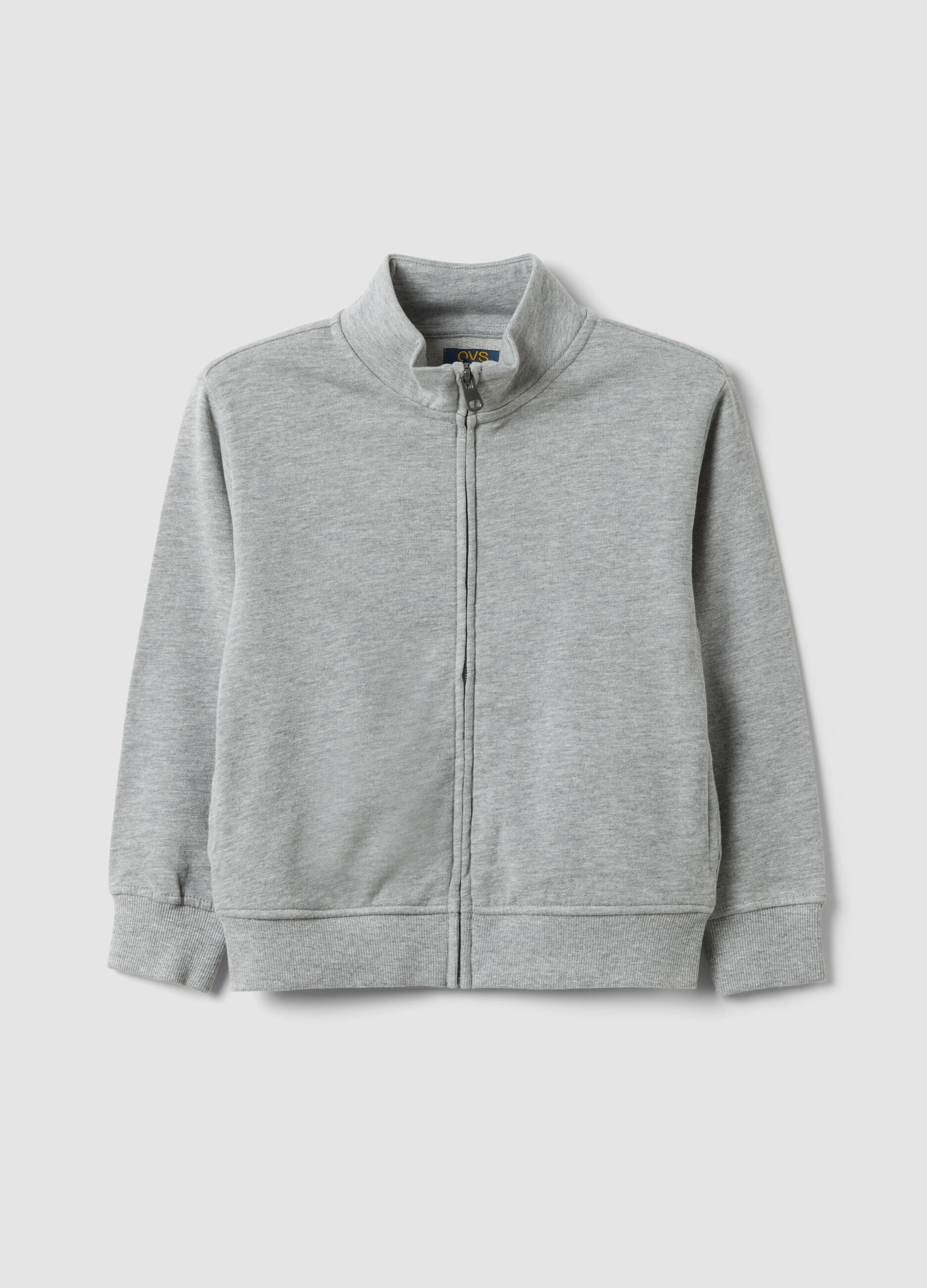 Grey organic cotton sweatshirt with high neck for boys