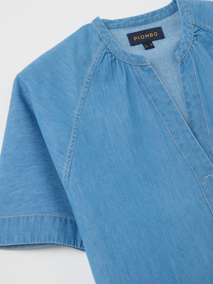 Blusa in denim a maniche corte_1