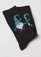 Black short cotton blend socks with Christmas pattern_1