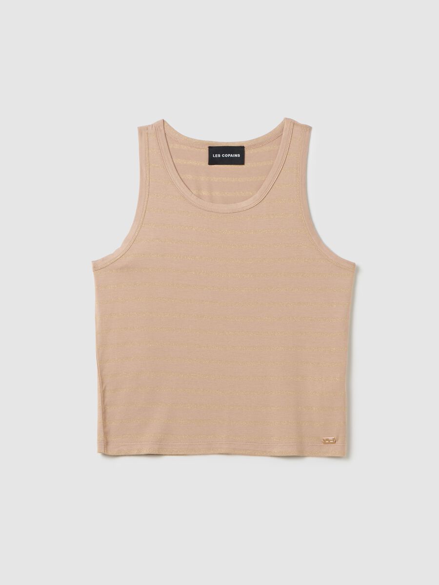 Women's beige viscose blend tank top, regular fit_4