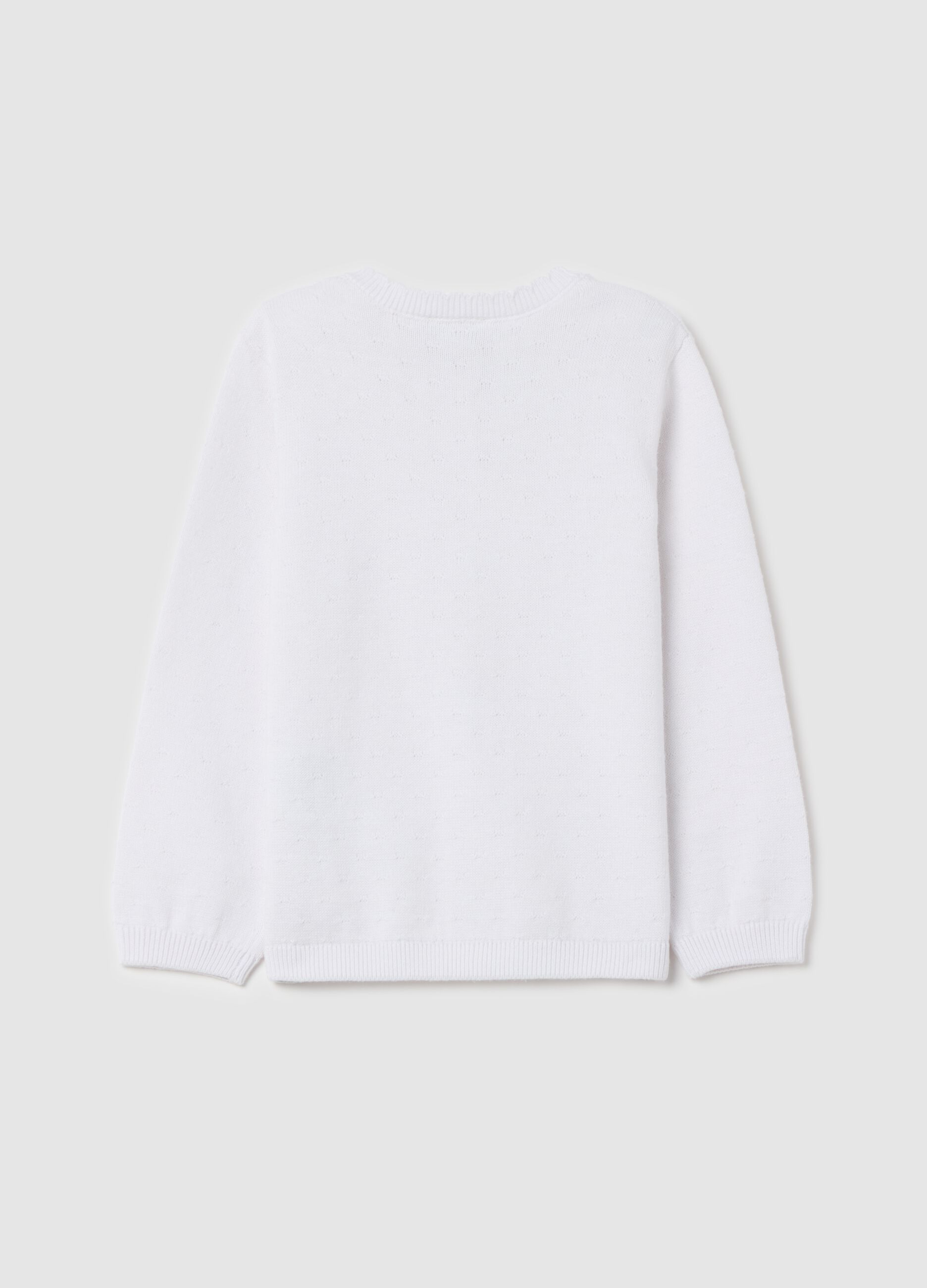 Cotton cardigan with scalloped neck