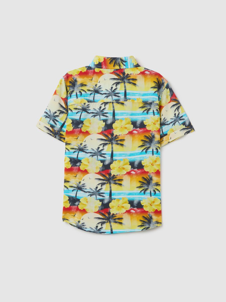 OVS Kids Short Sleeved Tropical Print Viscose Shirt_1