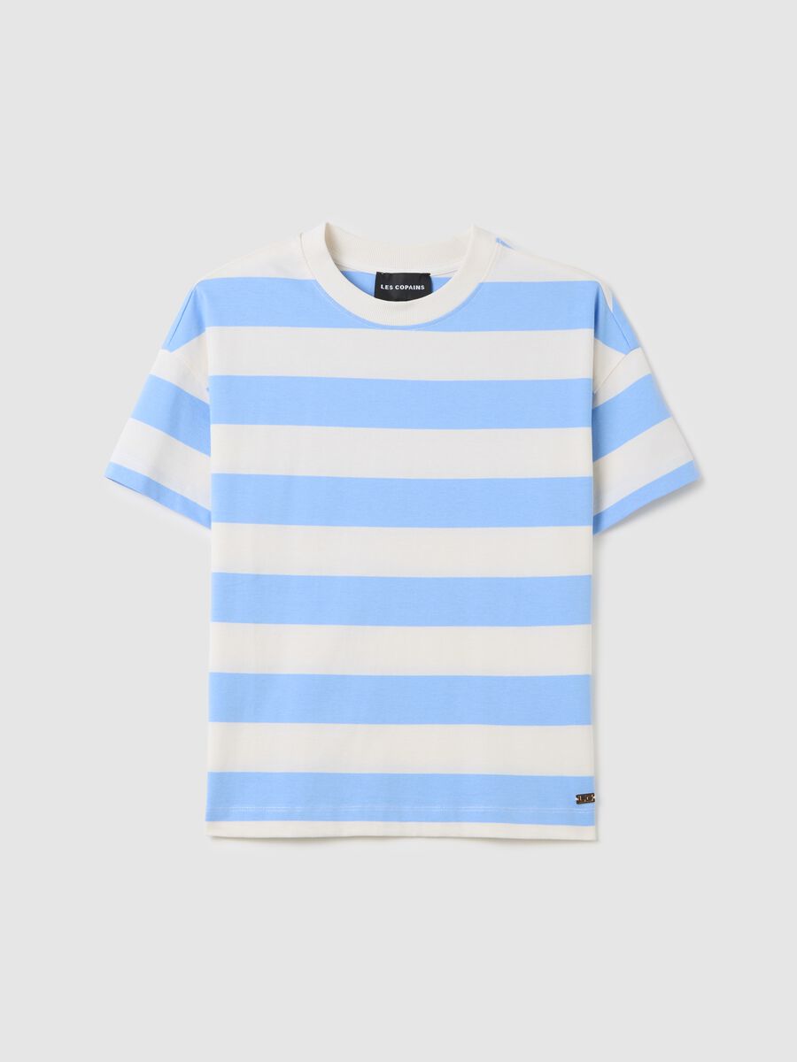 Blue and white striped T-shirt in organic cotton_4