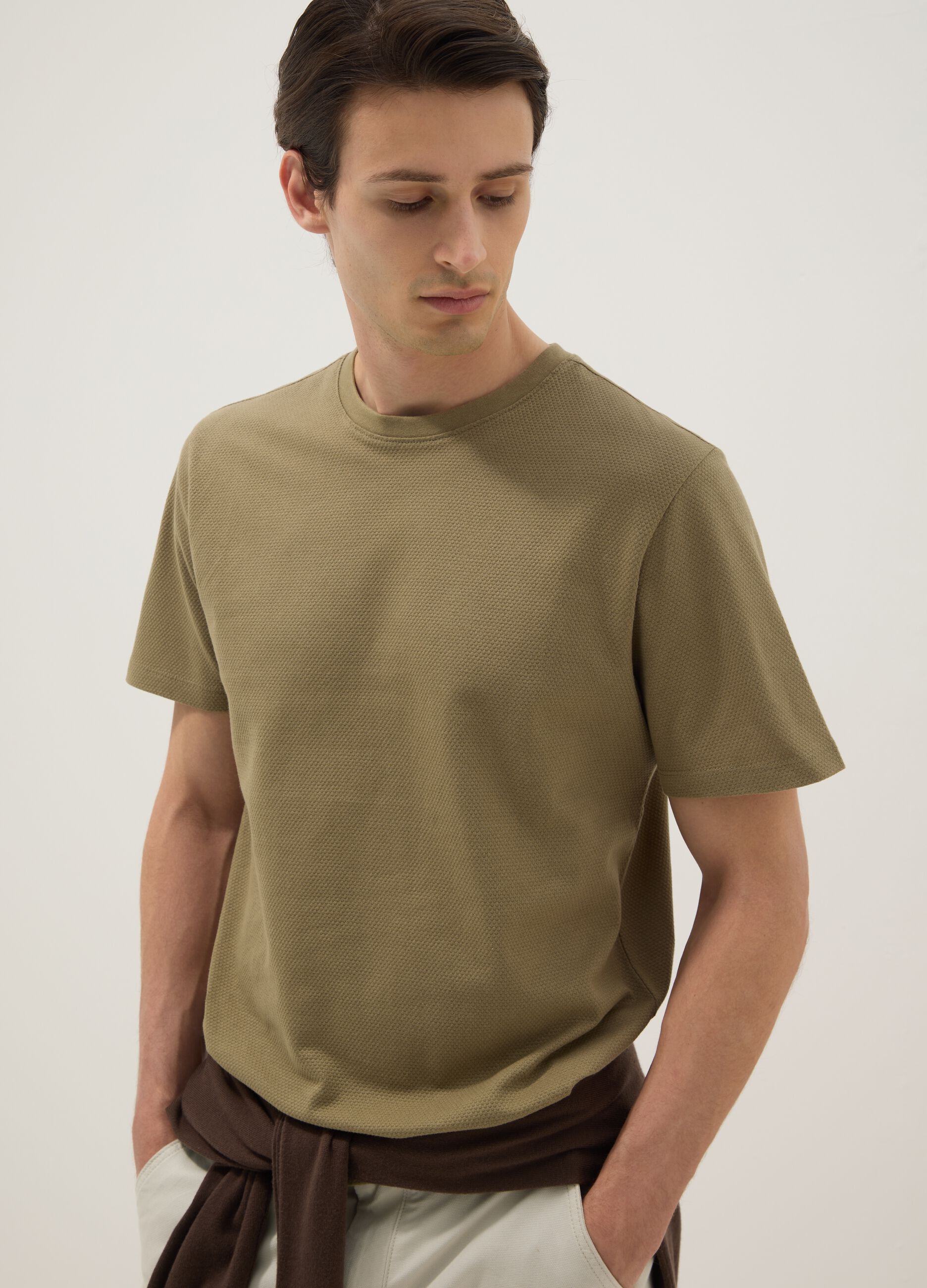 Green pure cotton short-sleeve T-shirt