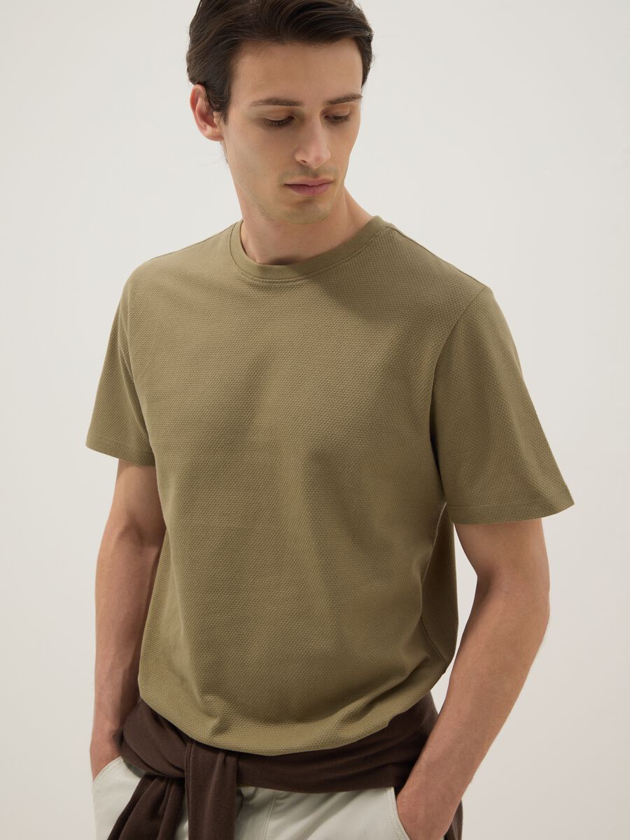 T-shirt verde in puro cotone a maniche corte_0