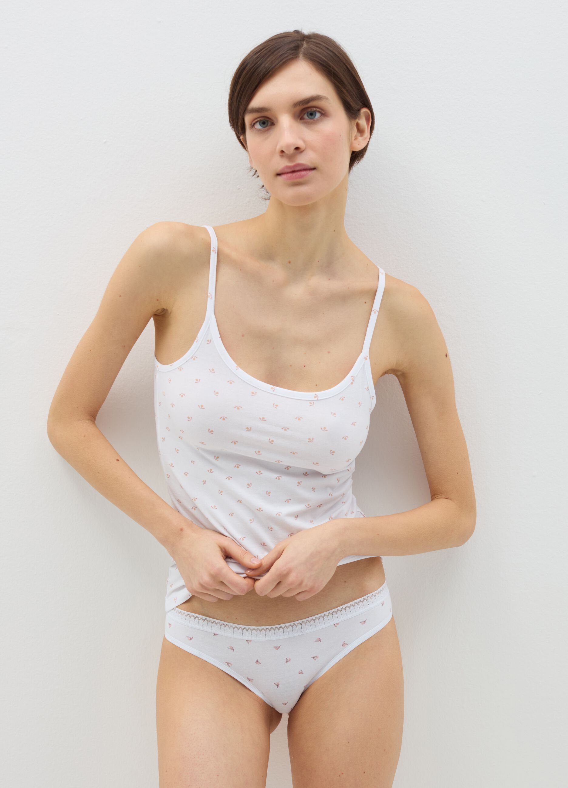 Slip in cotone stretch con dettaglio