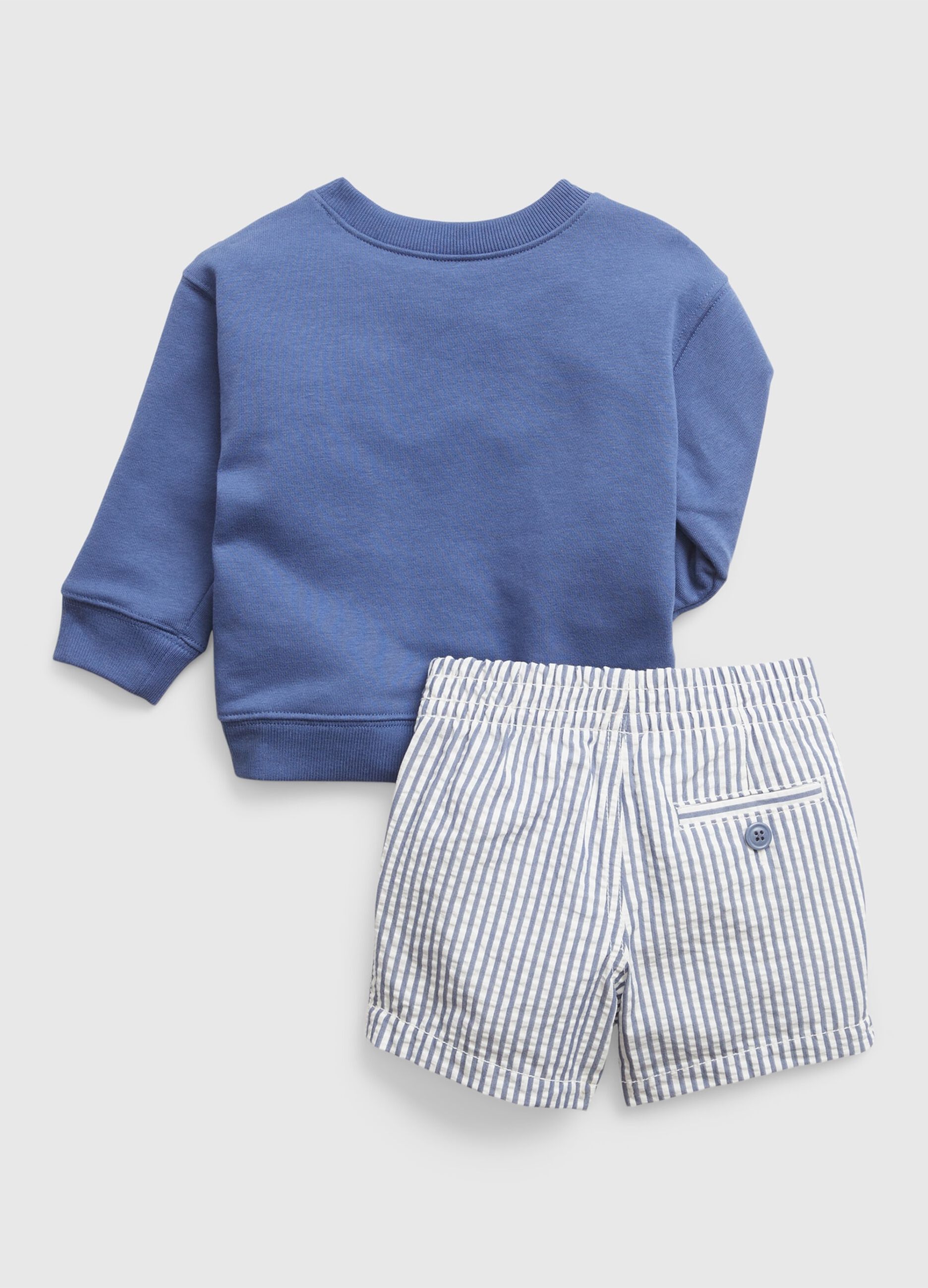 Jogging set with sweatshirt and shorts in cotton