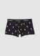 Navy blue organic stretch cotton boxer shorts with Peanuts print_0
