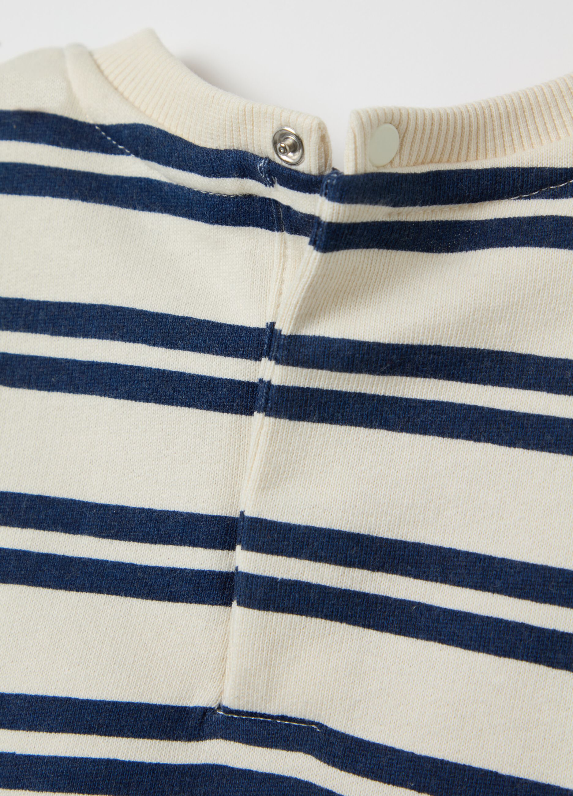 Sweatshirt in striped French terry with "Captain Friend" print