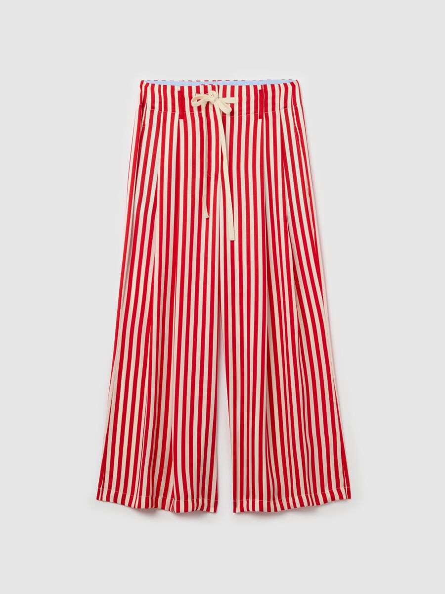 Wide-leg striped trousers with drawstring_4