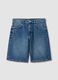 Dark blue denim pure cotton wide-leg shorts_4