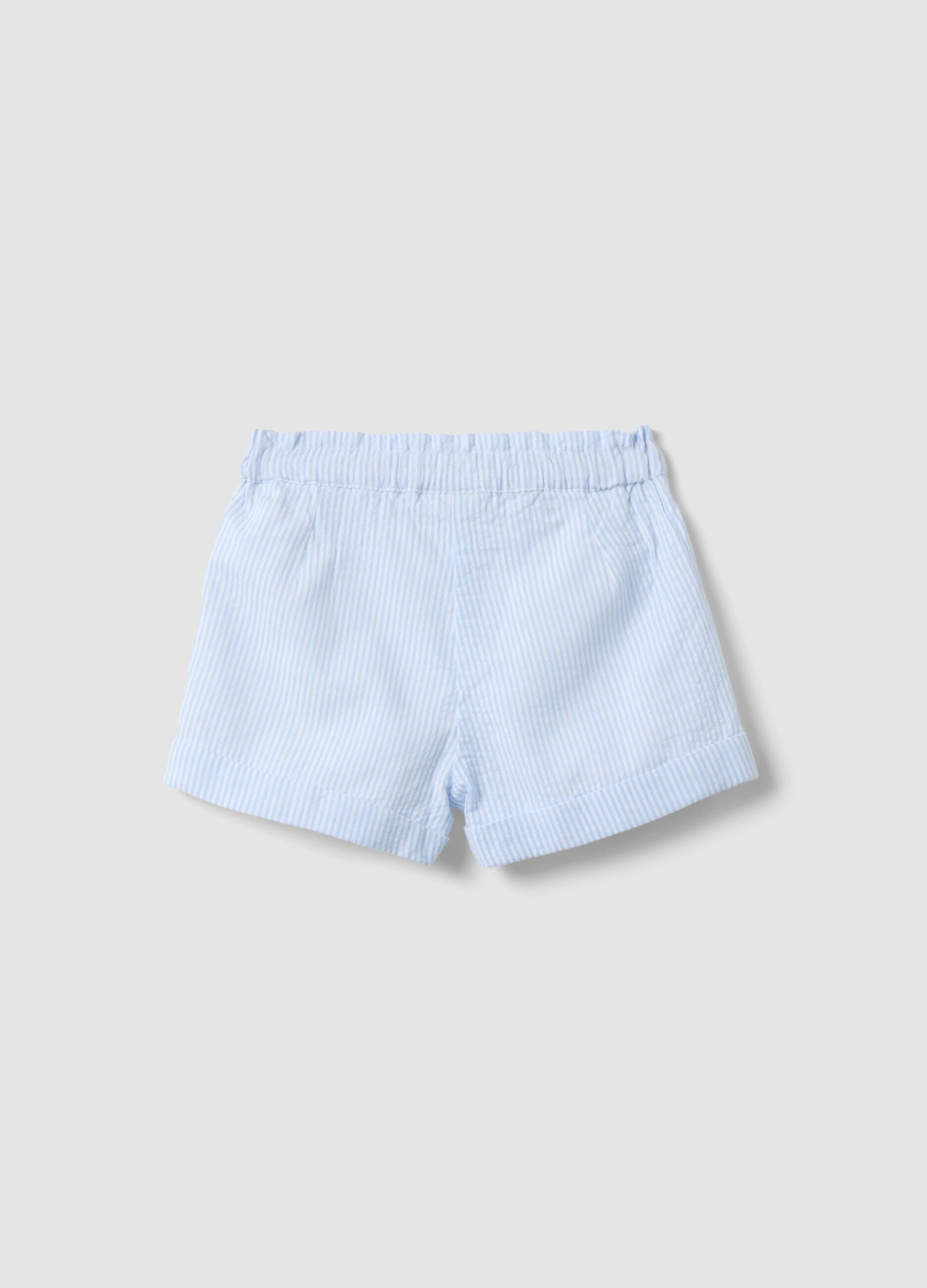 Blue striped pure cotton shorts