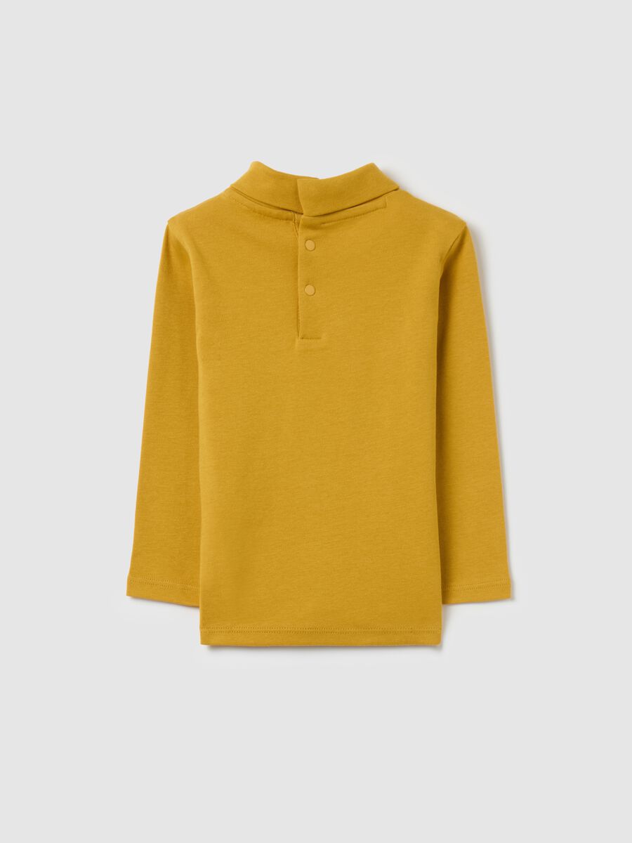 Cotton T-shirt with high neck and print_3