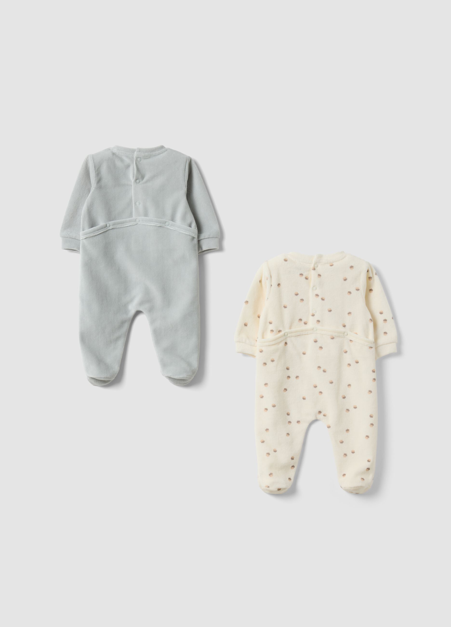 2-pack multicolour cotton-blend baby sleepsuits with feet and print