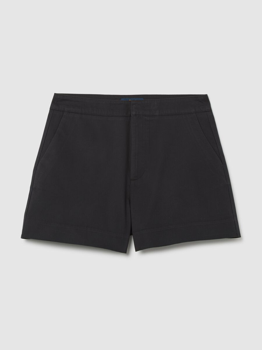 Women's Regular Fit Black Pure Cotton Shorts with Side Pockets_0