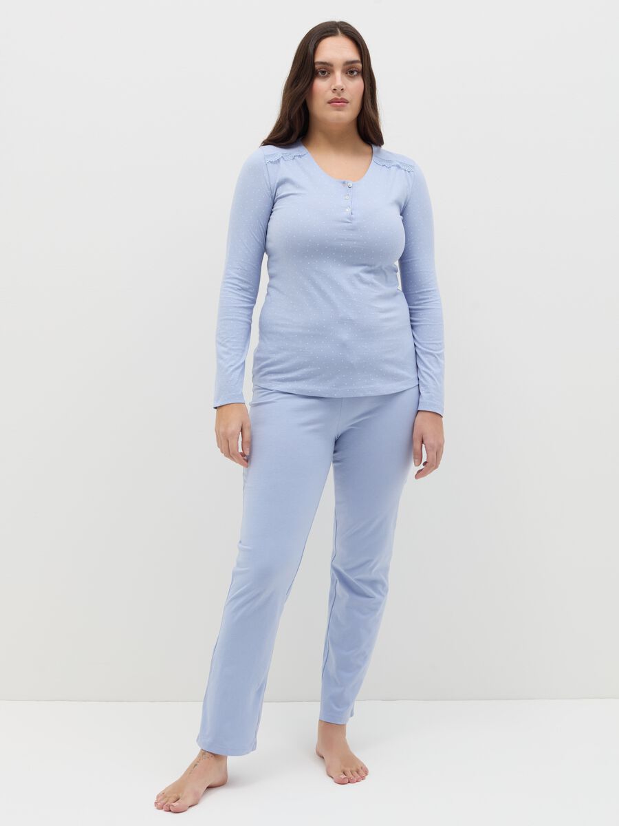 Micro dot pyjamas with granddad neckline_0