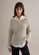 Beige cotton blend regular fit woven jumper with boat neck_2