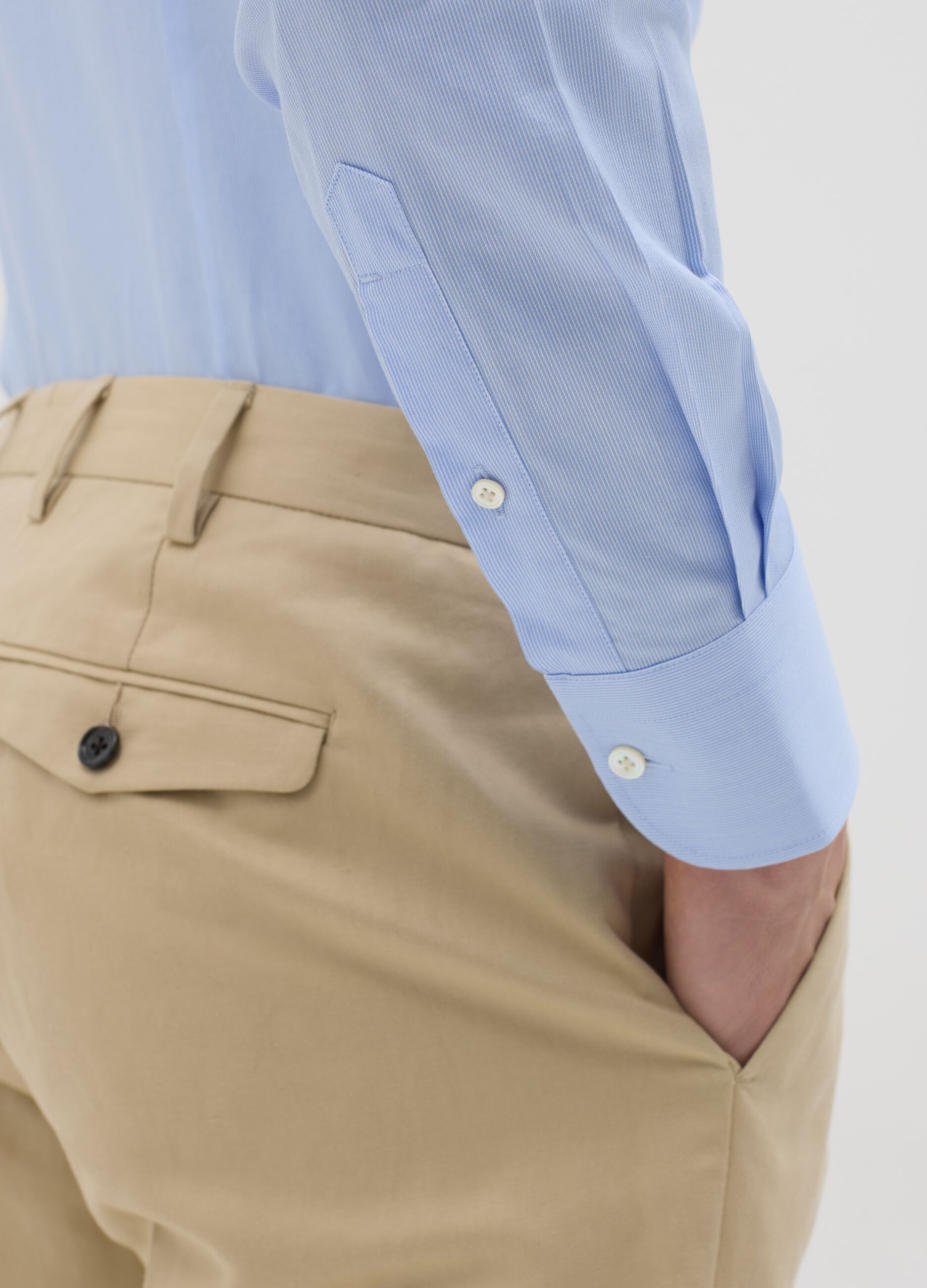 Camicia da uomo in puro cotone azzurra slim fit