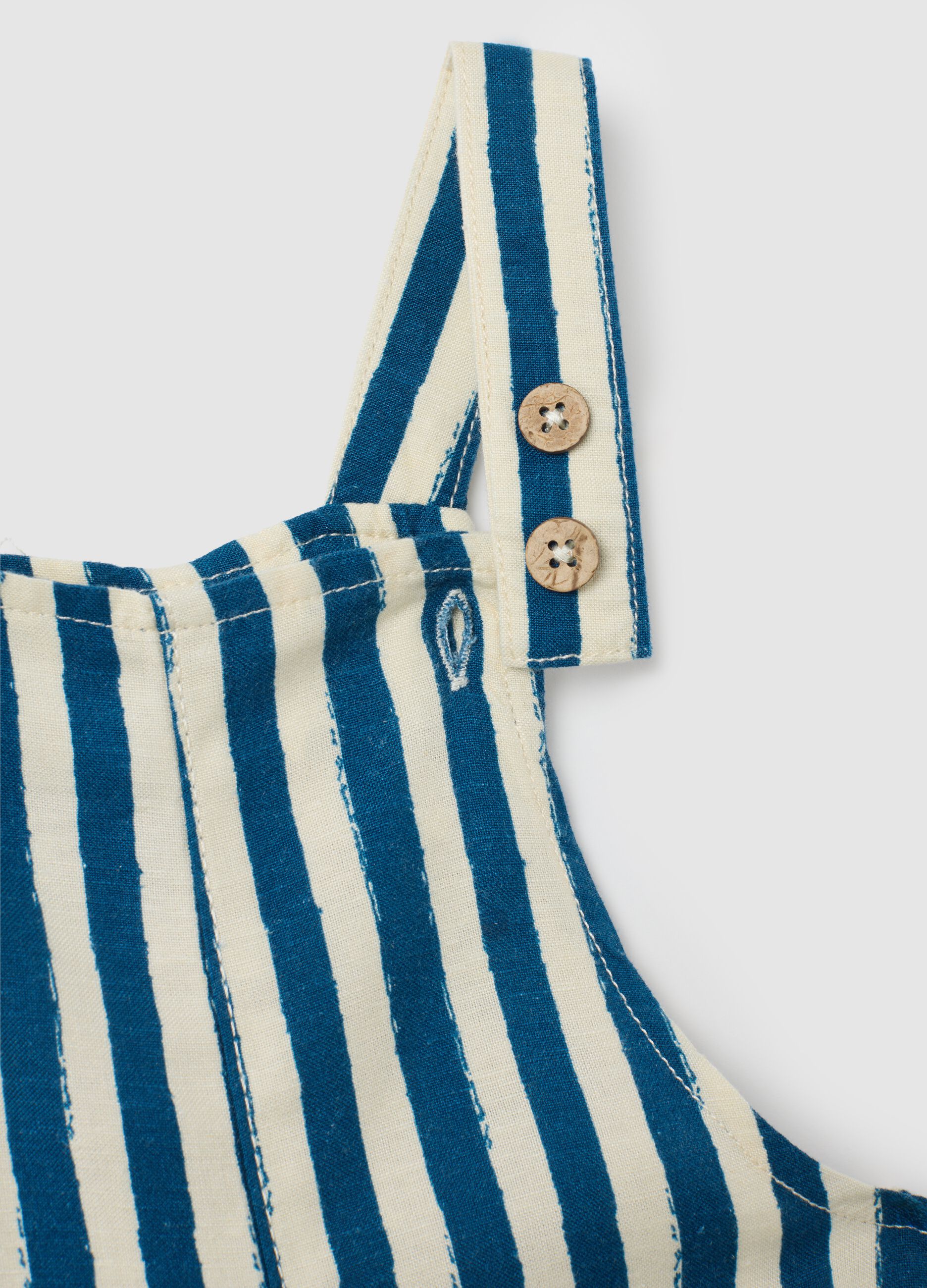 Multicolour regular fit children's dungarees in viscose and linen blend