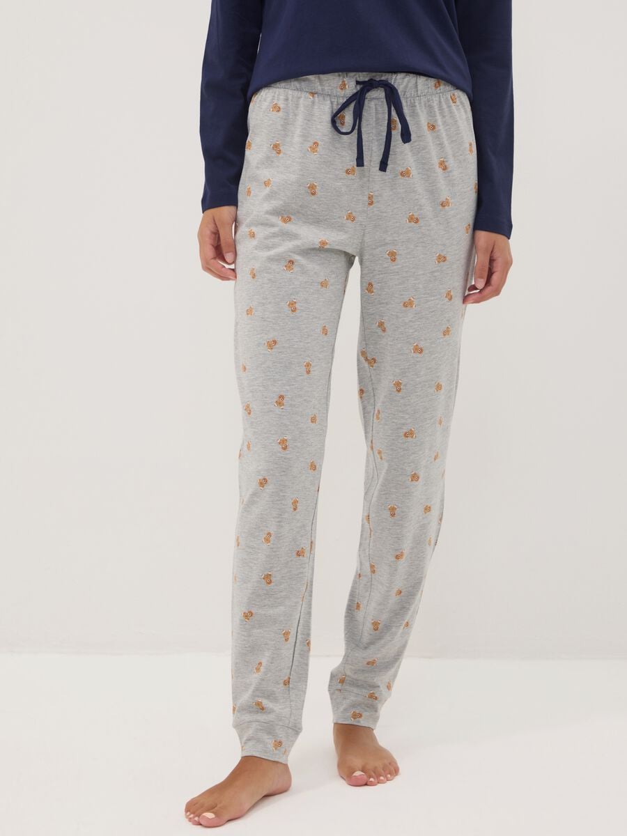 Navy pure organic cotton pyjamas with henley neckline_2