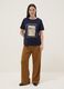 Blue short-sleeve pure cotton printed T-shirt, regular fit_0