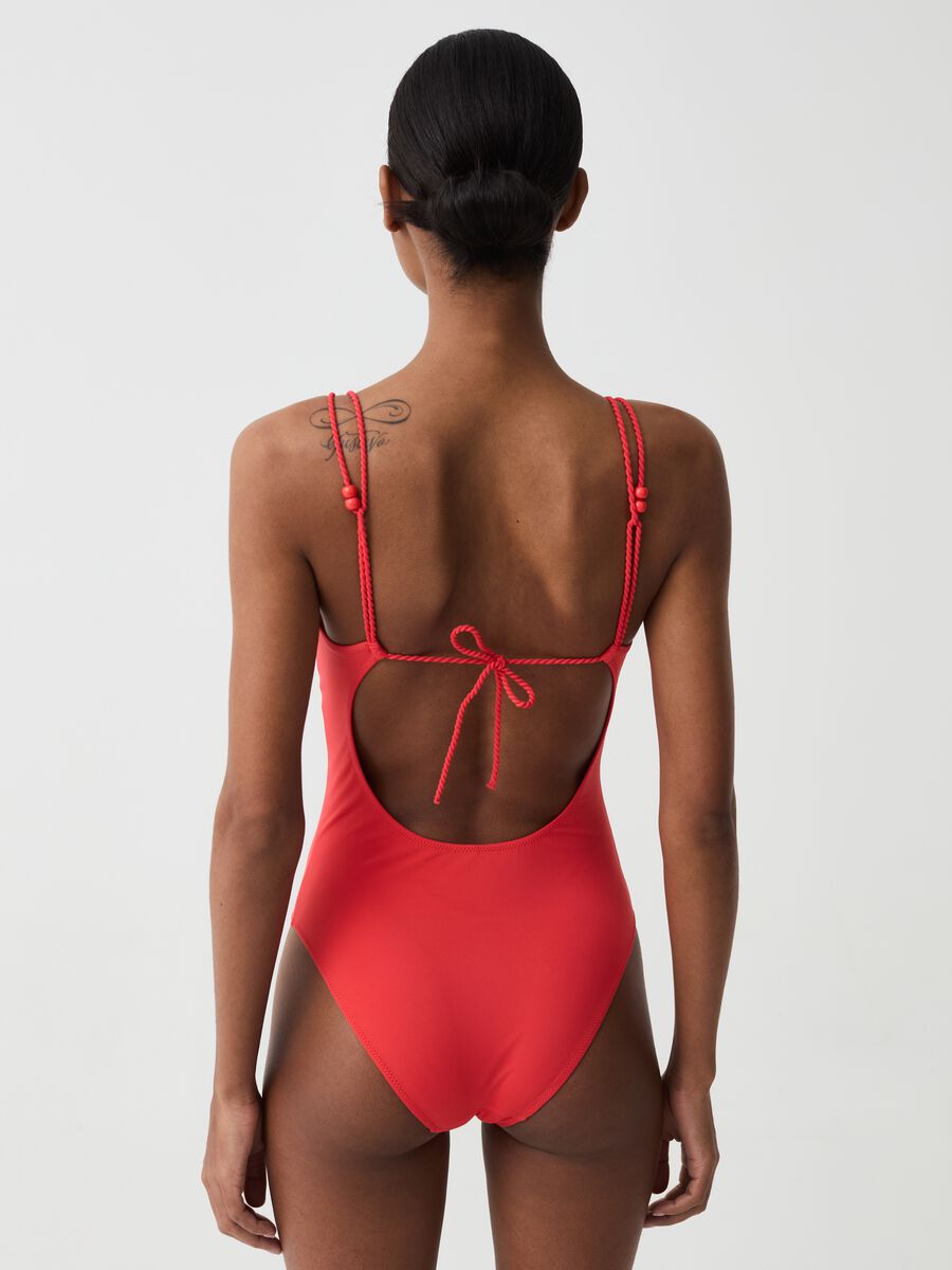 One-piece swimsuit with double shoulder straps_2