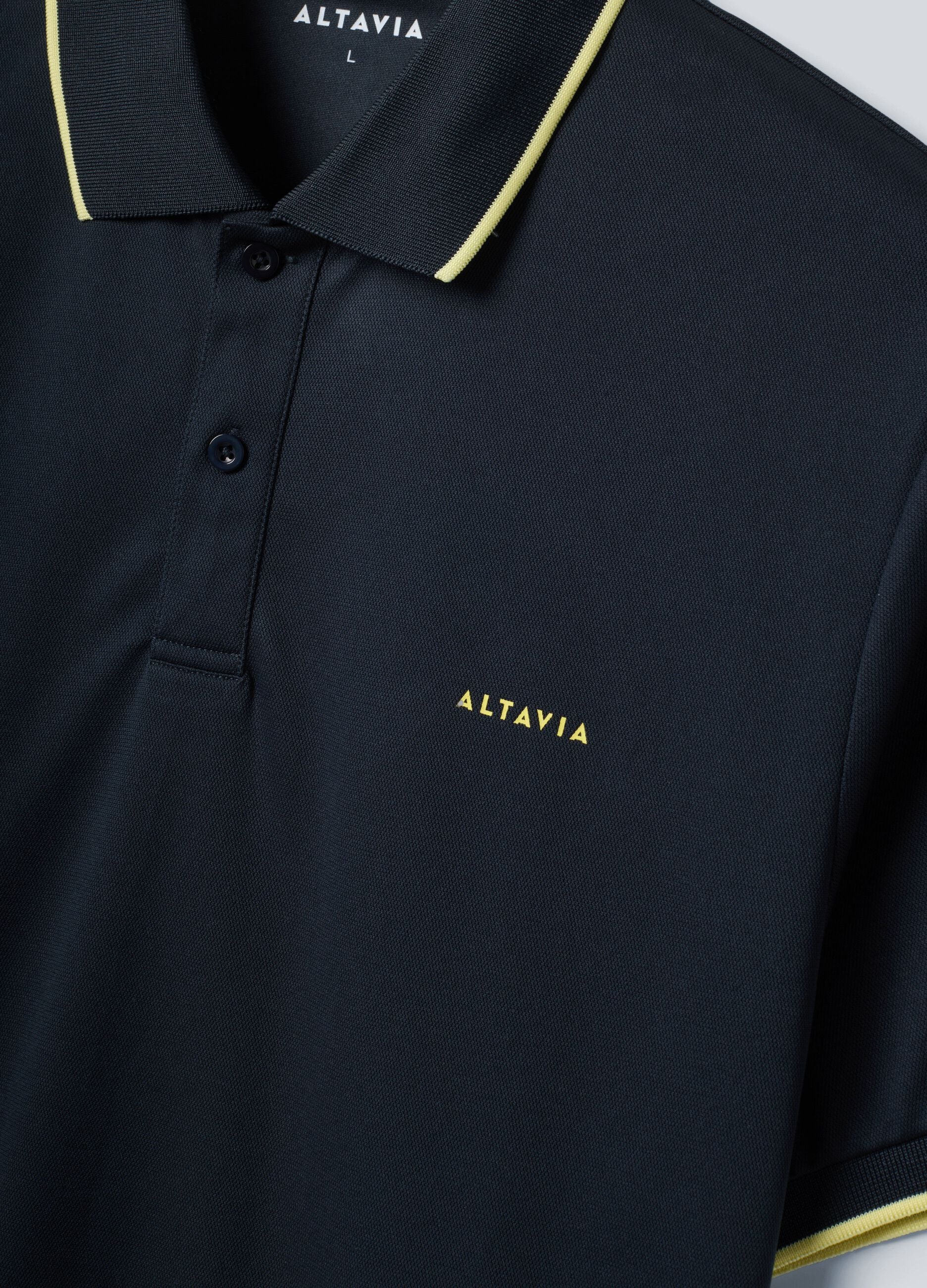 ALTAVIA COURT black sports polo in technical fabric