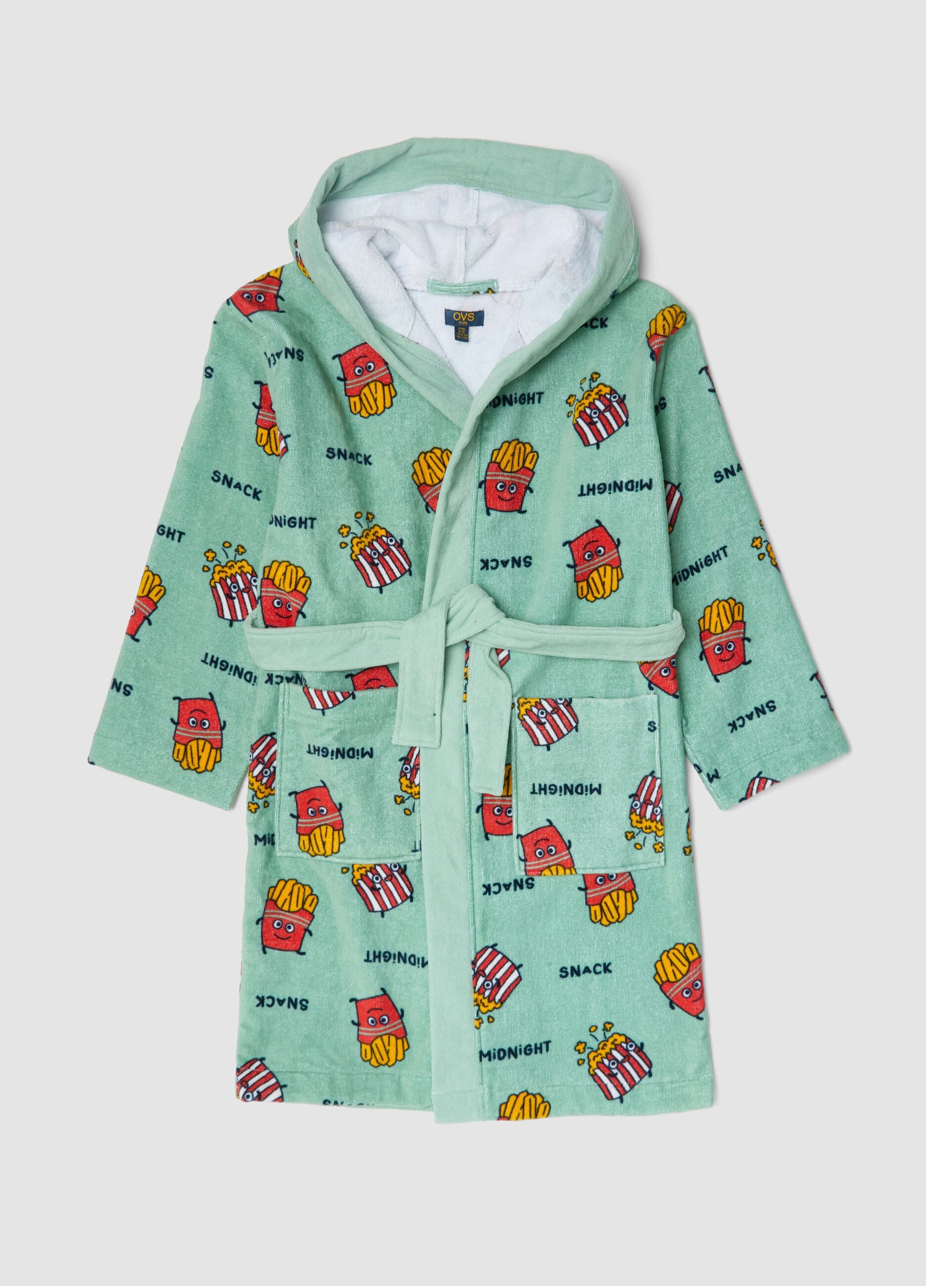 Green organic cotton hooded bathrobe