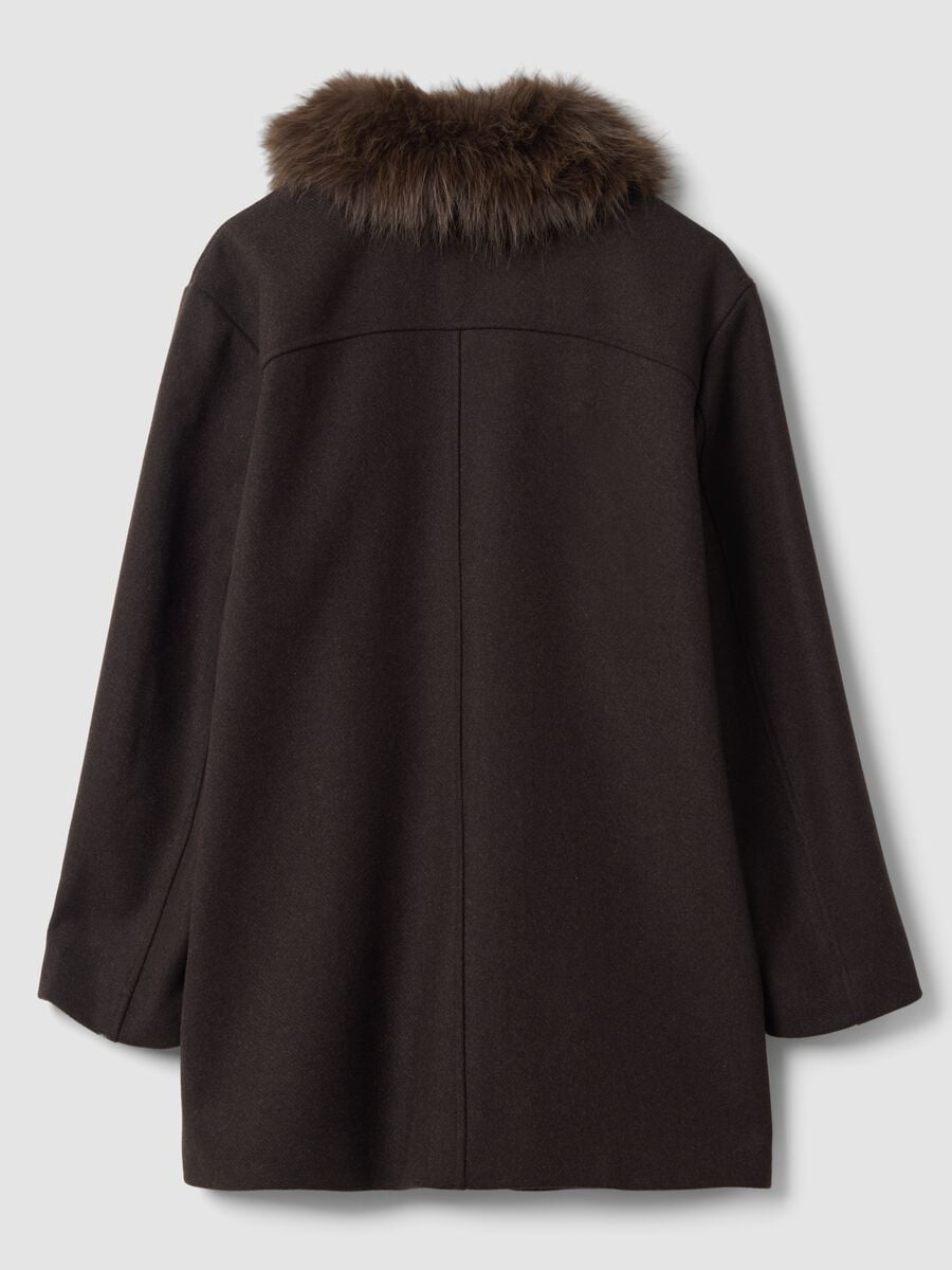 Cappotto marrone scuro in misto lana e viscosa regular fit_2