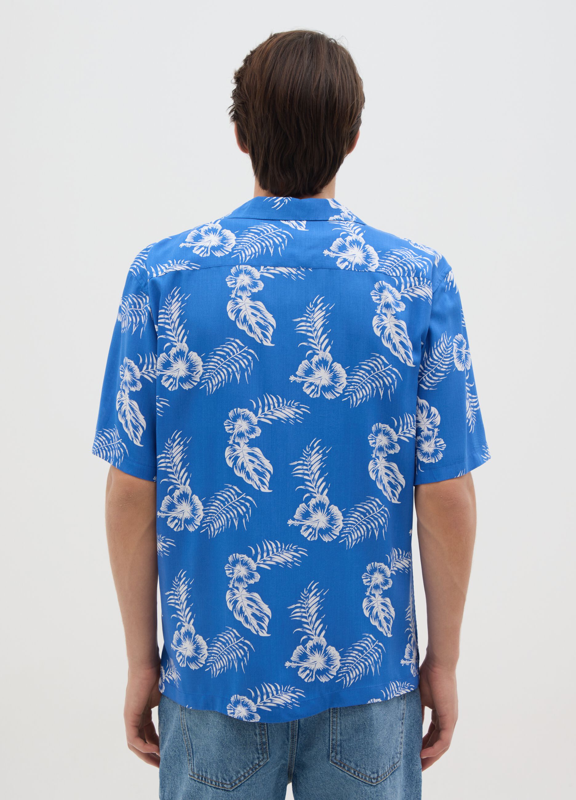 Men's multicoloured pure viscose oversized shirt