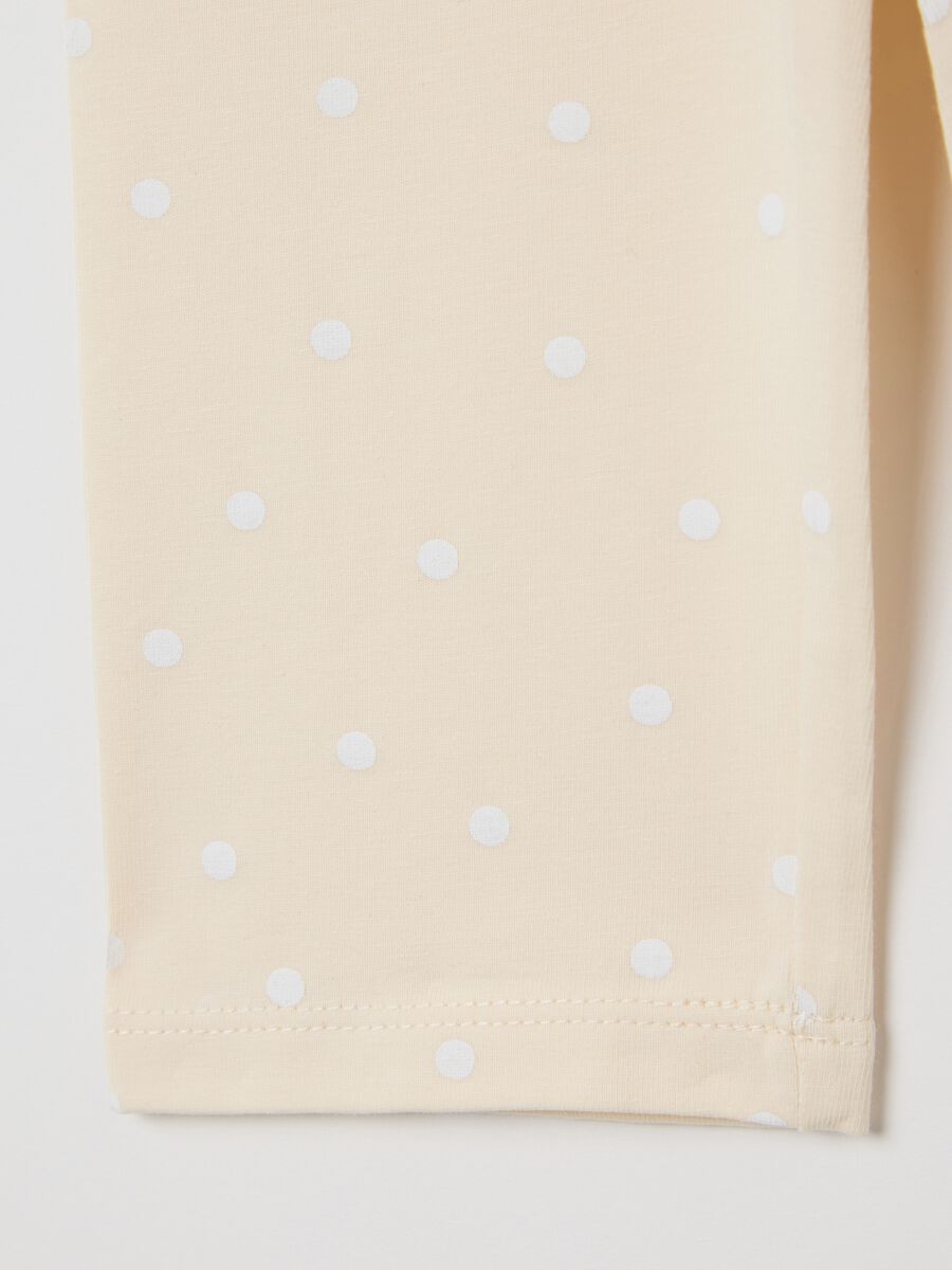 Beige three-quarter leggings with polka dot pattern_3