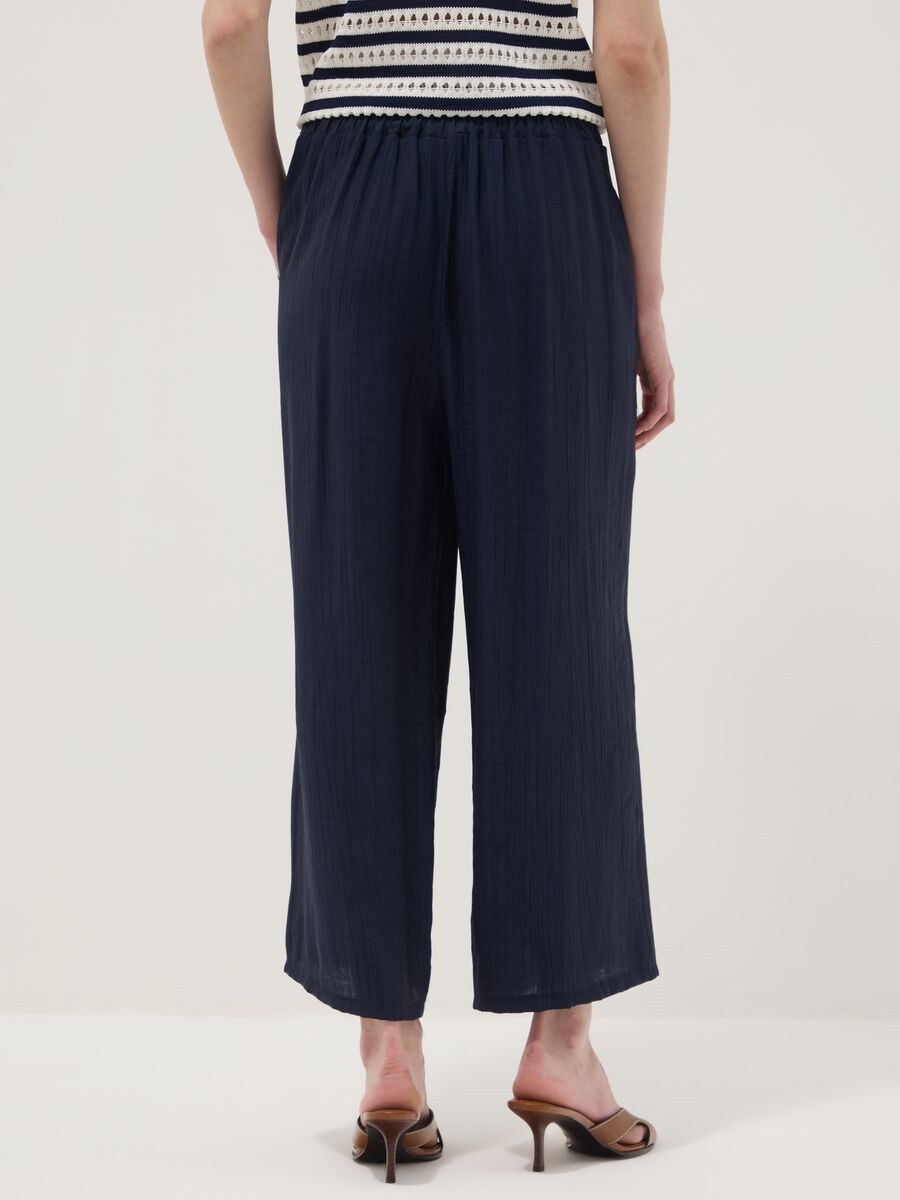 Pantaloni blu palazzo in misto viscosa regular fit_2