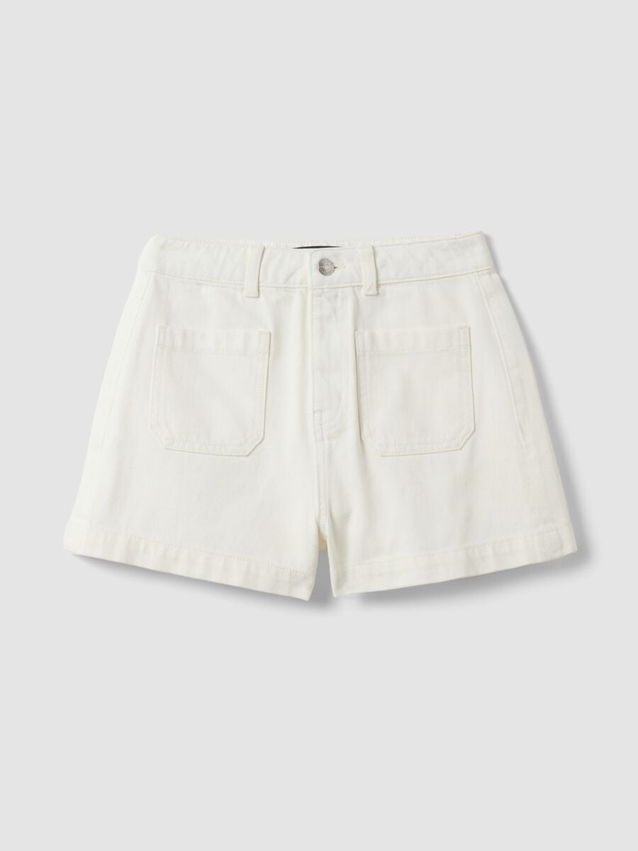 White pure cotton Bermuda shorts_4