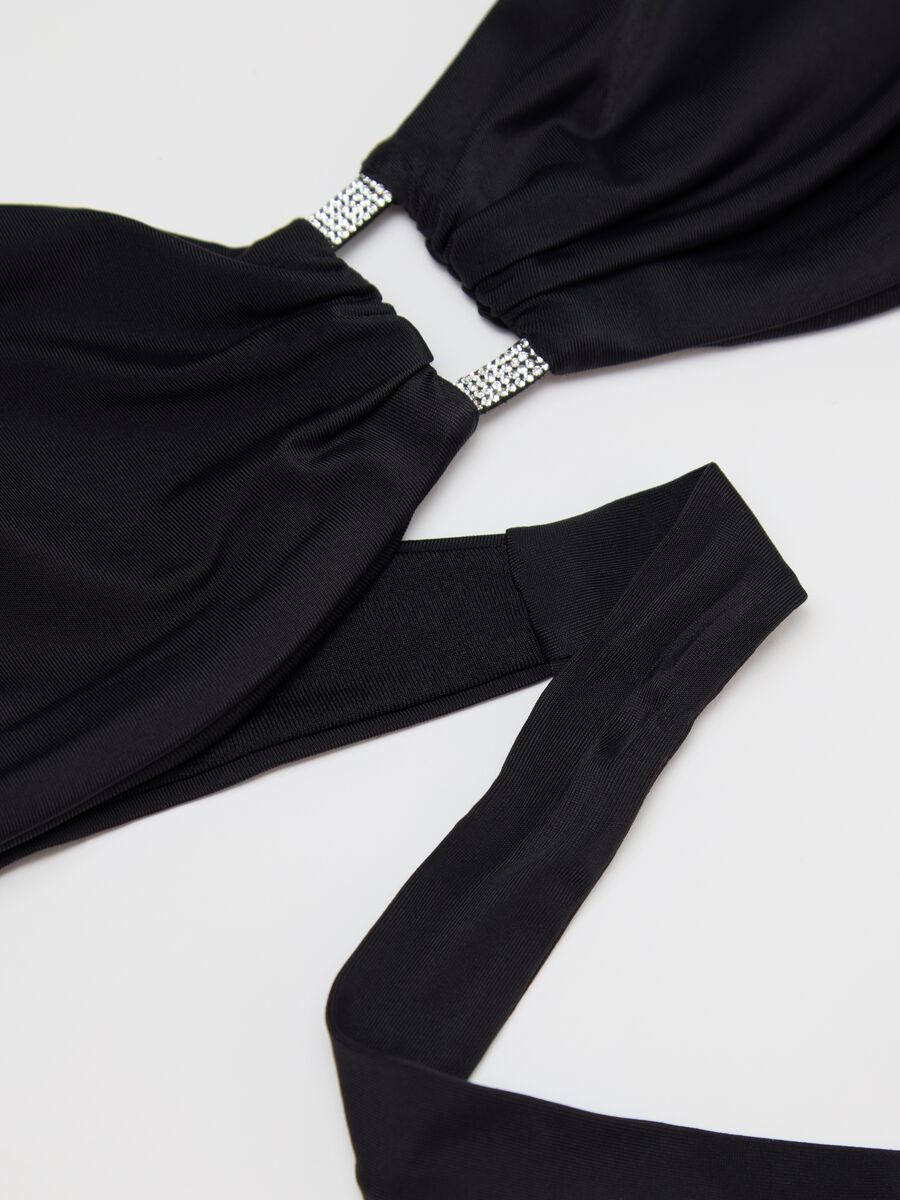 Women’s bikini top in stretch black fabric with diamanté details_5